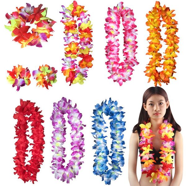 new fashion colourful hawaiian wreath artificial flowers necklace performing wreath festival beach party decoration supplies t3i0353